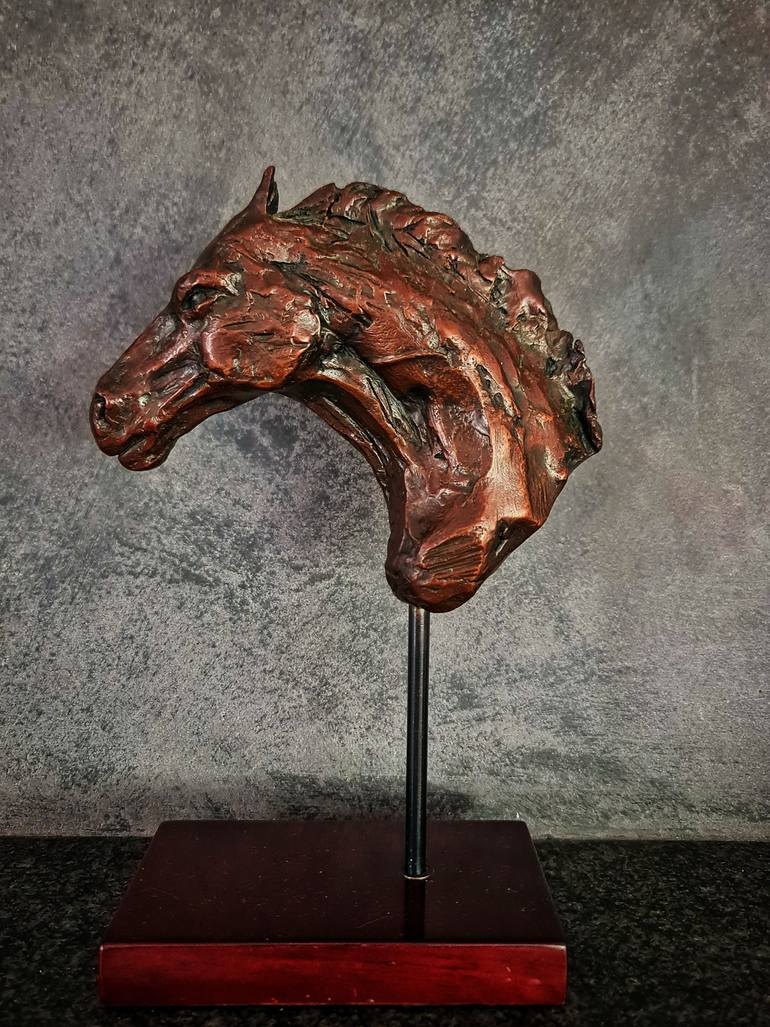 Horse Head — bronze sculpture by David Francois Rabie
